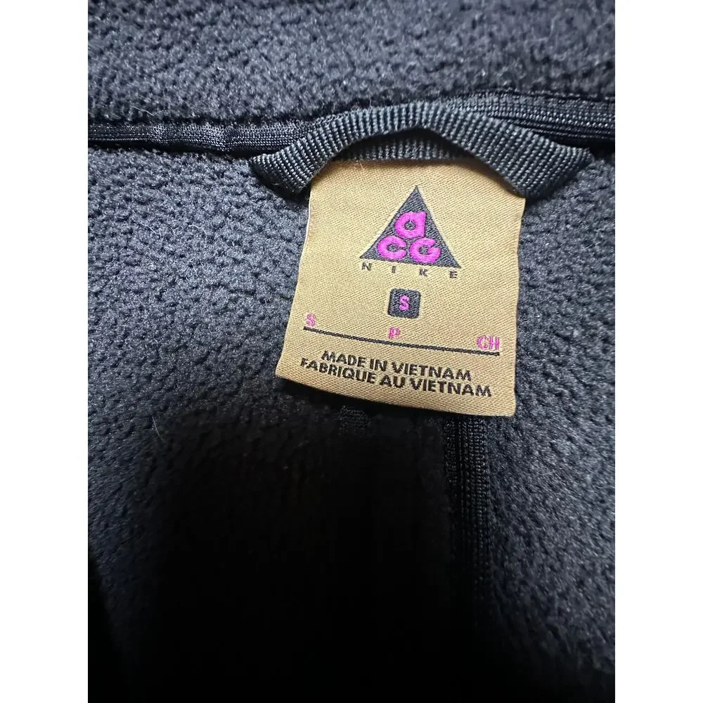 Nike ACG Fleece Jacket Men’s Small Black Gray Full Zip Y2K Outdoor Gorpcore